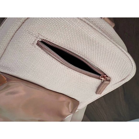 Pink Woven Holographic Mini Crossbody Backpack Bag - Picture 9 of 10